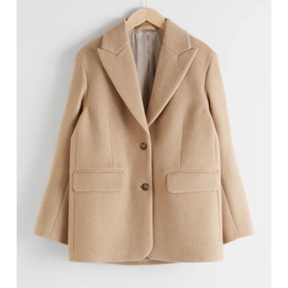 & Other Stories Jackets & Blazers - NWT &Other Stories Beige Wool Tailored Blazer